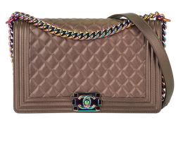 Medium Iridescent Boy Bag, Leather, Brown, 22059919(2016-17), 3*